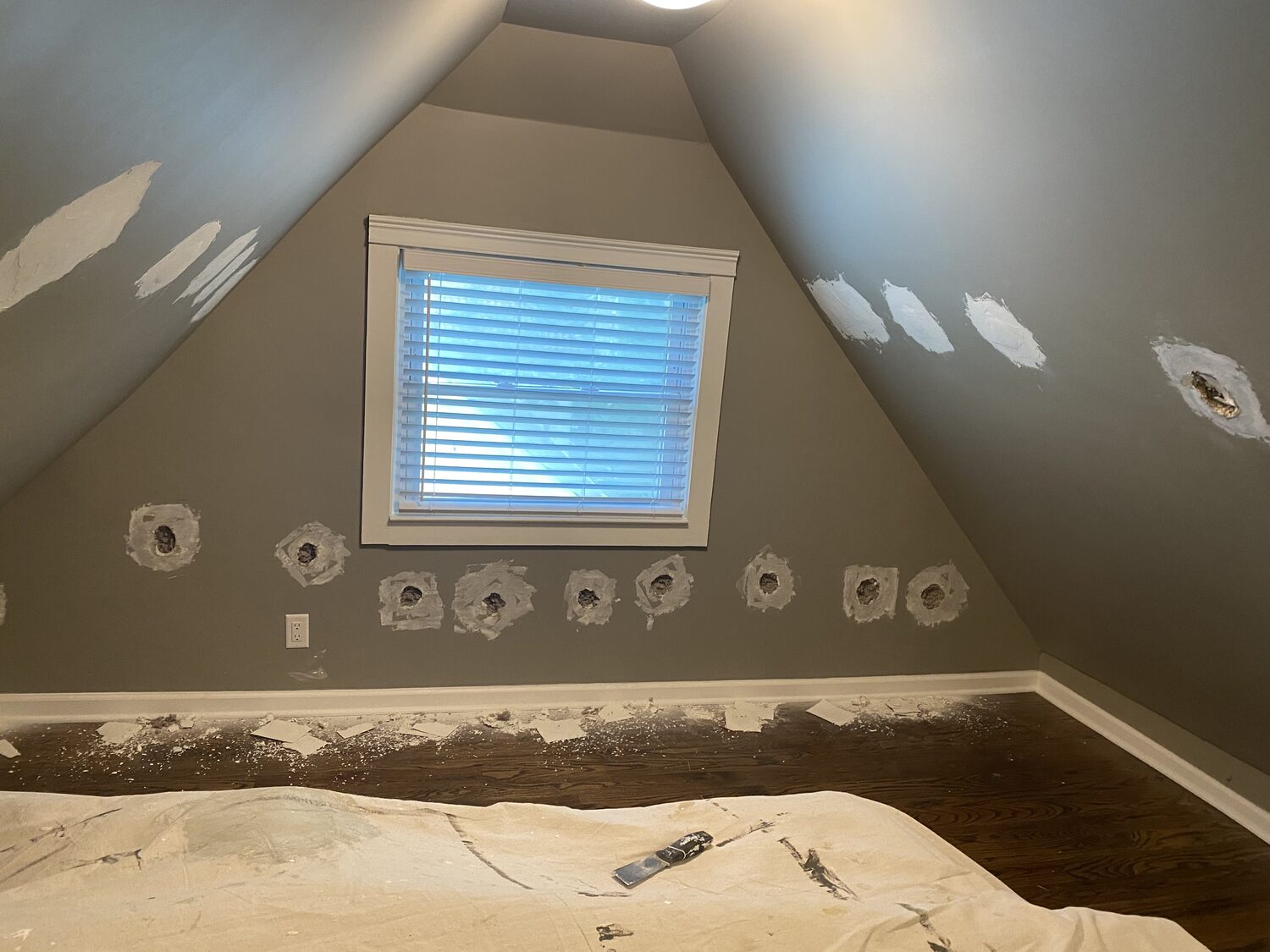 Children's room walls patched before painting